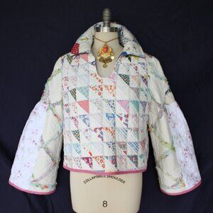 Hand crafted vintage patchwork quilt Blanket jacket tunic  sweater free people